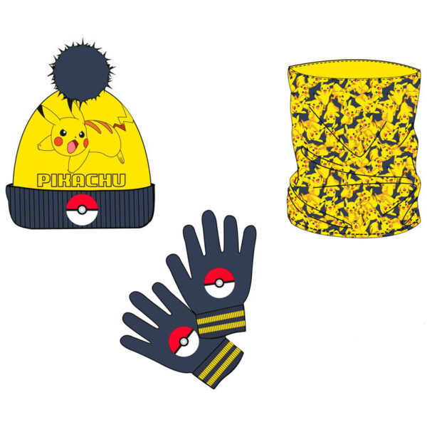 Set gorro braga cuello y guantes Pikachu Pokémon